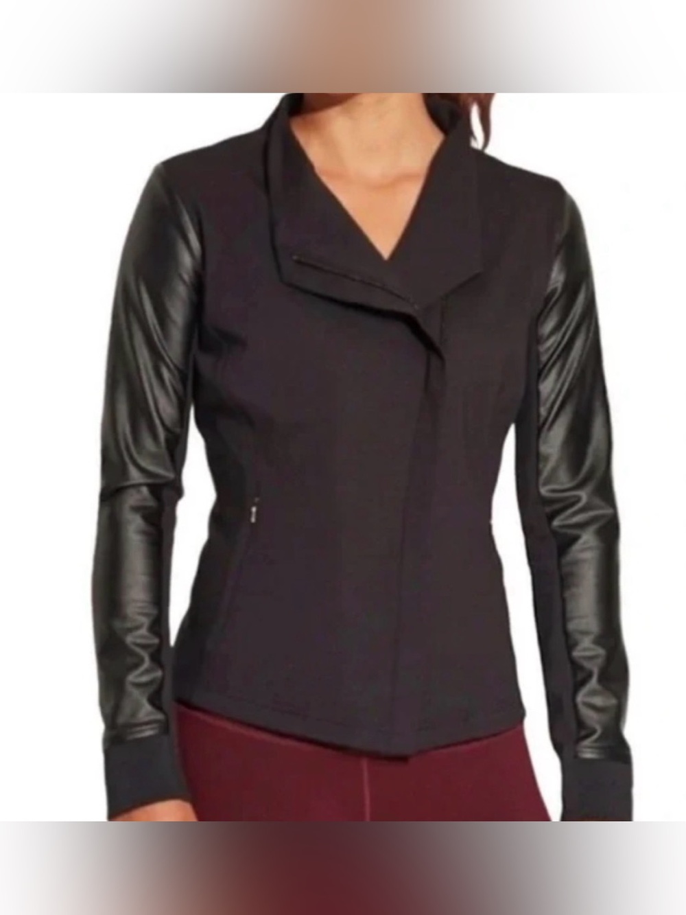 Calia Women’s Black Mixed-Material Moto Jacket size Large